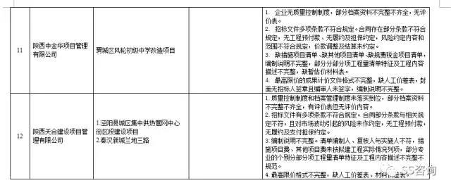 工程造價(jià)咨詢(xún)、招標(biāo)代理企業(yè)問(wèn)題列表