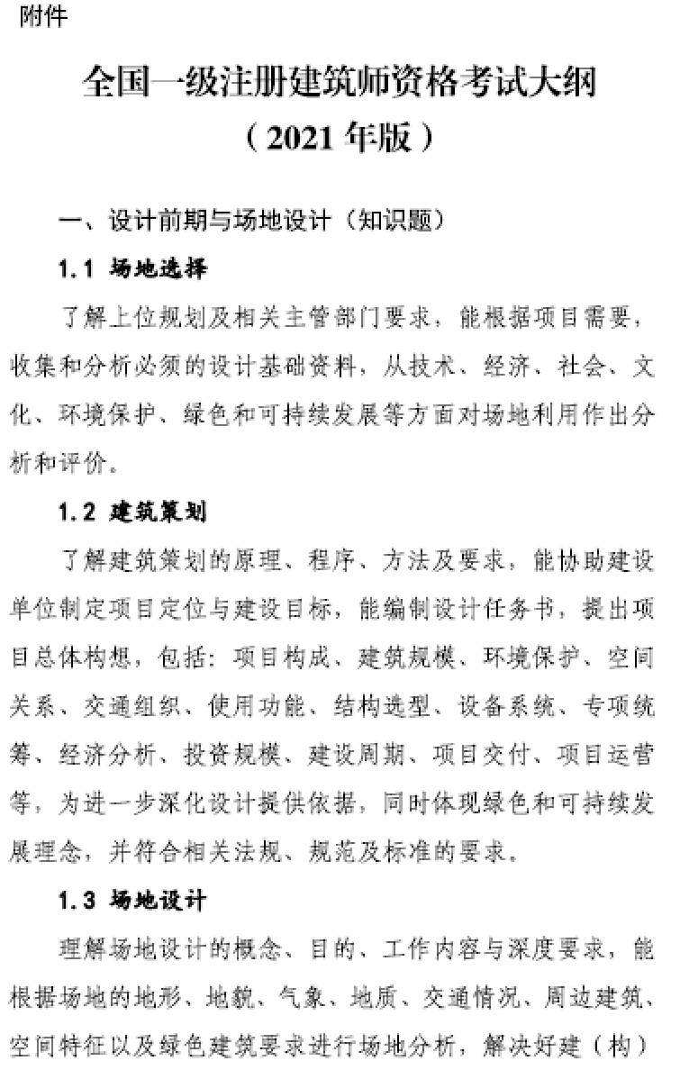 大事件！9門變6門！一級注冊建筑師考試大綱（21版）發(fā)布，2023年執(zhí)行！